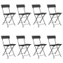 Folding café chairs 8 units steel and black synthetic rattan by vidaXL, Garden chairs - Ref: Foro24-3152114, Price: 287,11 €,...