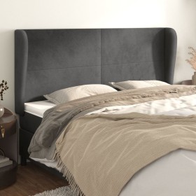 Cabecero con orejas de terciopelo gris oscuro 183x23x118/128 cm de vidaXL, Cabeceros y pies de cama - Ref: Foro24-3117737, Pr...