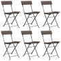 Folding café chairs 6 units steel and synthetic brown rattan by vidaXL, Garden chairs - Ref: Foro24-3152116, Price: 238,35 €,...