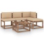 5-piece pallet garden set with impregnated pine wood cushions by vidaXL, Garden sets - Ref: Foro24-3067347, Price: 289,99 €, ...