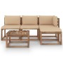 5-piece pallet garden set with impregnated pine wood cushions by vidaXL, Garden sets - Ref: Foro24-3067347, Price: 289,99 €, ...