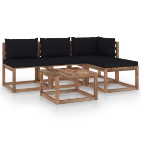 5-piece pallet garden set with impregnated pine wood cushions by vidaXL, Garden sets - Ref: Foro24-3067351, Price: 294,82 €, ...