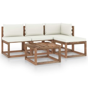 5-piece pallet garden set with impregnated pine wood cushions by vidaXL, Garden sets - Ref: Foro24-3067346, Price: 298,99 €, ...