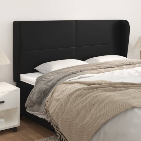 Headboard with ears black synthetic leather 163x23x118/128cm by vidaXL, Headboards and footboards - Ref: Foro24-3117772, Pric...