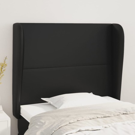 Cabecero con orejas de cuero sintético negro 93x23x118/128 cm de vidaXL, Cabeceros y pies de cama - Ref: Foro24-3117754, Prec...