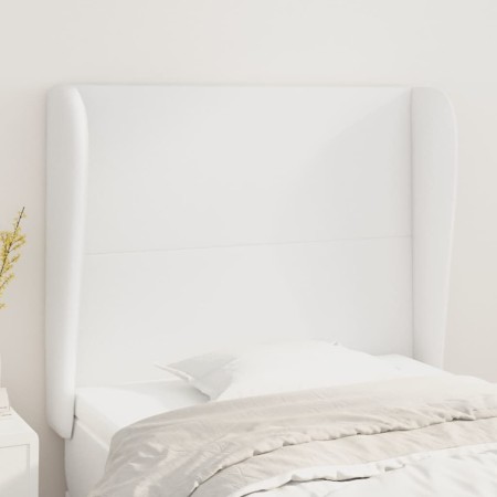 Headboard with white synthetic leather ears 83x23x118/128 cm by vidaXL, Headboards and footboards - Ref: Foro24-3117749, Pric...