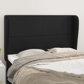 Cabecero con orejas de cuero sintético negro 147x23x118/128 cm de vidaXL, Cabeceros y pies de cama - Ref: Foro24-3117766, Pre...