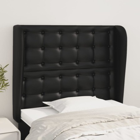 Cabecero con orejas de cuero sintético negro 93x23x118/128 cm de vidaXL, Cabeceros y pies de cama - Ref: Foro24-3118034, Prec...