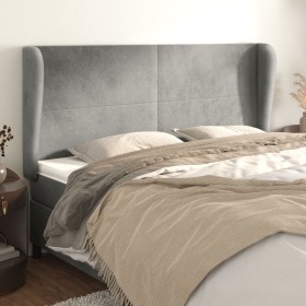 Cabecero con orejas de terciopelo gris claro 163x23x118/128 cm de vidaXL, Cabeceros y pies de cama - Ref: Foro24-3117730, Pre...