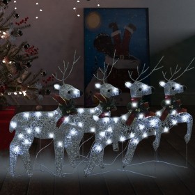 Weihnachtsrentiere 4 Stück 80 LED Silber von vidaXL, Weihnachtsbeleuchtung - Ref: Foro24-3154267, Preis: 57,99 €, Rabatt: %