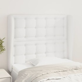 Headboard with white synthetic leather ears 93x23x118/128 cm by vidaXL, Headboards and footboards - Ref: Foro24-3118035, Pric...