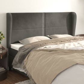 Cabecero con orejas de terciopelo gris oscuro 203x23x118/128 cm de vidaXL, Cabeceros y pies de cama - Ref: Foro24-3117883, Pr...