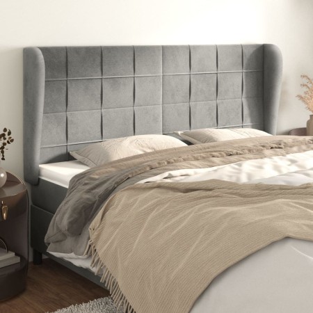 Cabecero con orejas de terciopelo gris claro 203x23x118/128 cm de vidaXL, Cabeceros y pies de cama - Ref: Foro24-3118022, Pre...