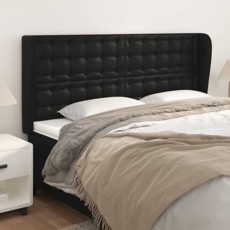 Headboard with ears black synthetic leather 203x23x118/128 cm by vidaXL, Headboards and footboards - Ref: Foro24-3118064, Pri...