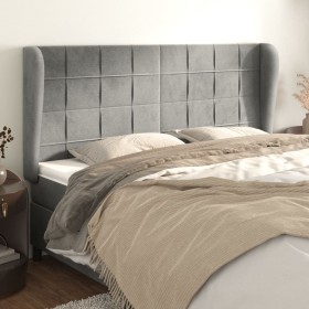 Cabecero con orejas de terciopelo gris claro 183x23x118/128 cm de vidaXL, Cabeceros y pies de cama - Ref: Foro24-3118016, Pre...