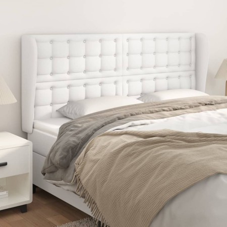 Headboard with ears white synthetic leather 203x23x118/128 cm by vidaXL, Headboards and footboards - Ref: Foro24-3118065, Pri...