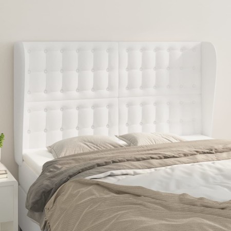 Headboard with white synthetic leather ears 147x23x118/128 cm by vidaXL, Headboards and footboards - Ref: Foro24-3118047, Pri...