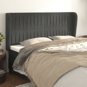 Cabecero con orejas de terciopelo gris oscuro 183x23x118/128 cm de vidaXL, Cabeceros y pies de cama - Ref: Foro24-3118255, Pr...