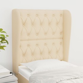 Headboard with cream fabric ears 83x23x118/128 cm by vidaXL, Headboards and footboards - Ref: Foro24-3118271, Price: 92,99 €,...