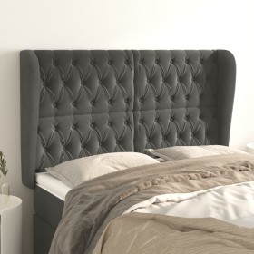 Cabecero con orejas de terciopelo gris oscuro 147x23x118/128 cm de vidaXL, Cabeceros y pies de cama - Ref: Foro24-3118341, Pr...