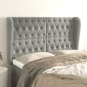 Cabecero con orejas de terciopelo gris claro 163x23x118/128 cm de vidaXL, Cabeceros y pies de cama - Ref: Foro24-3118346, Pre...