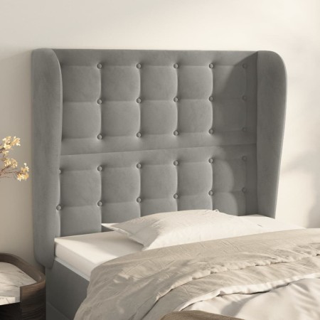 Cabecero con orejas de terciopelo gris claro 103x23x118/128 cm de vidaXL, Cabeceros y pies de cama - Ref: Foro24-3118432, Pre...