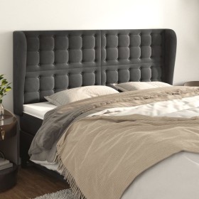 Cabecero con orejas de terciopelo gris oscuro 183x23x118/128 cm de vidaXL, Cabeceros y pies de cama - Ref: Foro24-3118451, Pr...