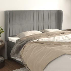 Cabecero con orejas de terciopelo gris claro 163x23x118/128 cm de vidaXL, Cabeceros y pies de cama - Ref: Foro24-3118248, Pre...