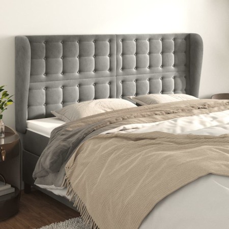 Cabecero con orejas de terciopelo gris claro 203x23x118/128 cm de vidaXL, Cabeceros y pies de cama - Ref: Foro24-3118456, Pre...