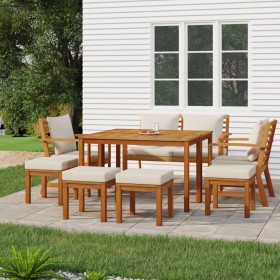 Garden dining set with cushions, 9 pieces, solid acacia wood. by vidaXL, Garden sets - Ref: Foro24-3154980, Price: 651,99 €, ...