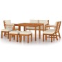 Juego comedor jardín con cojines 9 piezas madera maciza acacia de vidaXL, Conjuntos de jardín - Ref: Foro24-3154980, Precio: ...