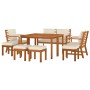 Juego comedor jardín con cojines 9 piezas madera maciza acacia de vidaXL, Conjuntos de jardín - Ref: Foro24-3154980, Precio: ...