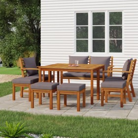 Juego comedor jardín con cojines 9 piezas madera maciza acacia de vidaXL, Conjuntos de jardín - Ref: Foro24-3154981, Precio: ...