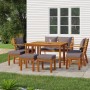 Garden dining set with cushions 9 pieces solid acacia wood by vidaXL, Garden sets - Ref: Foro24-3154981, Price: 693,23 €, Dis...