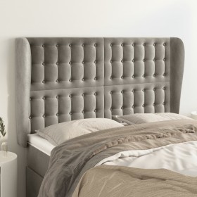 Cabecero con orejas de terciopelo gris claro 147x23x118/128 cm de vidaXL, Cabeceros y pies de cama - Ref: Foro24-3118438, Pre...