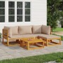 Garden furniture set 5 pieces solid wood and taupe gray cushions by vidaXL, Garden sets - Ref: Foro24-3155248, Price: 474,03 ...