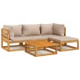 Set muebles de jardín 5 pzas madera maciza y cojines gris taupé de vidaXL, Conjuntos de jardín - Ref: Foro24-3155248, Precio:...