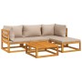 Set muebles de jardín 5 pzas madera maciza y cojines gris taupé de vidaXL, Conjuntos de jardín - Ref: Foro24-3155248, Precio:...