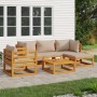 Outdoor furniture set, 6 pieces, solid wood and gray taupe cushions by vidaXL, Garden sets - Ref: Foro24-3155249, Price: 675,...