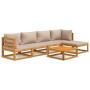 Set muebles de jardín 6 pzas madera maciza y cojines gris taupé de vidaXL, Conjuntos de jardín - Ref: Foro24-3155250, Precio:...