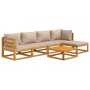 Set muebles de jardín 6 pzas madera maciza y cojines gris taupé de vidaXL, Conjuntos de jardín - Ref: Foro24-3155250, Precio:...