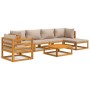 Set muebles de jardín 7 pzas madera maciza y cojines gris taupé de vidaXL, Conjuntos de jardín - Ref: Foro24-3155251, Precio:...