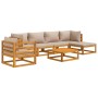 Set muebles de jardín 7 pzas madera maciza y cojines gris taupé de vidaXL, Conjuntos de jardín - Ref: Foro24-3155251, Precio:...