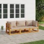 Garden furniture set 3 pieces solid wood and taupe gray cushions by vidaXL, Garden sets - Ref: Foro24-3155252, Price: 342,56 ...