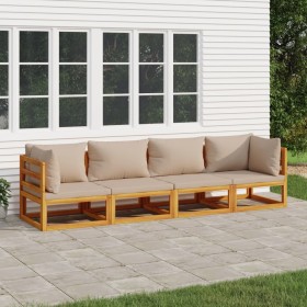 Garden furniture set 4 pieces solid wood and taupe gray cushions by vidaXL, Garden sets - Ref: Foro24-3155253, Price: 440,99 ...