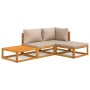 Set muebles de jardín 4 pzas madera maciza y cojines gris taupé de vidaXL, Conjuntos de jardín - Ref: Foro24-3155246, Precio:...