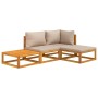 Set muebles de jardín 4 pzas madera maciza y cojines gris taupé de vidaXL, Conjuntos de jardín - Ref: Foro24-3155246, Precio:...