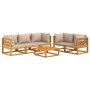 Set muebles de jardín 6 pzas madera maciza y cojines gris taupé de vidaXL, Conjuntos de jardín - Ref: Foro24-3155255, Precio:...