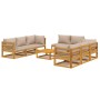 Set muebles de jardín 9 pzas madera maciza y cojines gris taupé de vidaXL, Conjuntos de jardín - Ref: Foro24-3155256, Precio:...