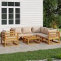 Gartenmöbel-Set 7-teilig aus Massivholz und taupegrauen Kissen von vidaXL, Gartensets - Ref: Foro24-3155258, Preis: 833,17 €,...